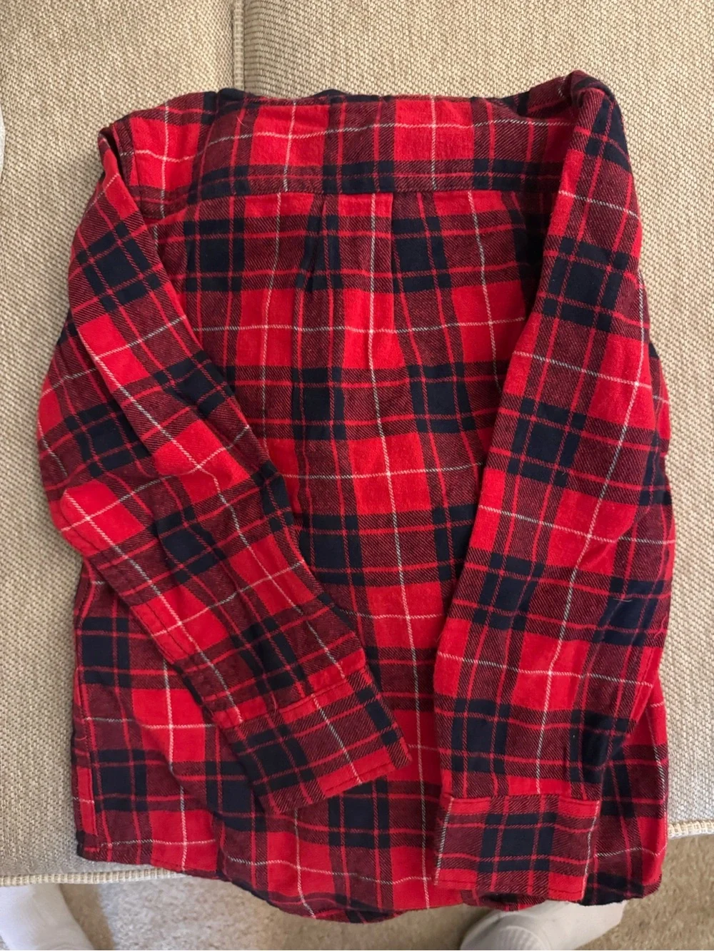 GAP Red & Navy Plaid Hooded Button-Down Shirt